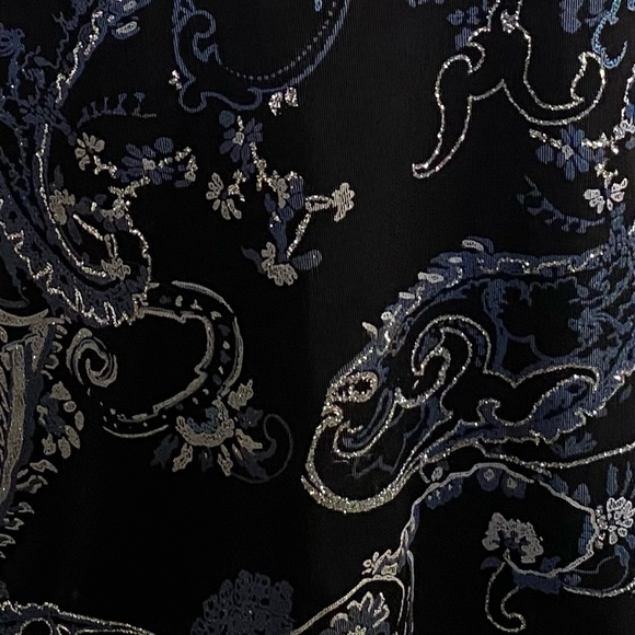 Chico's Travellers Black/Blue Silver Glitter Festive Holiday Tank Top- Sz- M - Picture 3 of 14